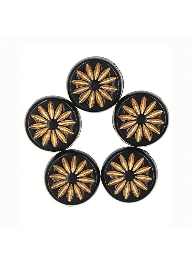 Model 3 Black Print Acrylic Beads 50pcs 4 Styles Round Flat DIY Jewelry Making Craft Supplies - Image 3